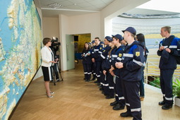 Участники экологических отрядов в музее истории ООО "Газпром добыча Уренгой"