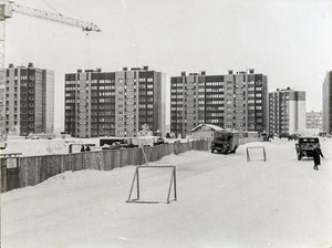 Вид строящегося города Новый Уренгой. 1985 г.